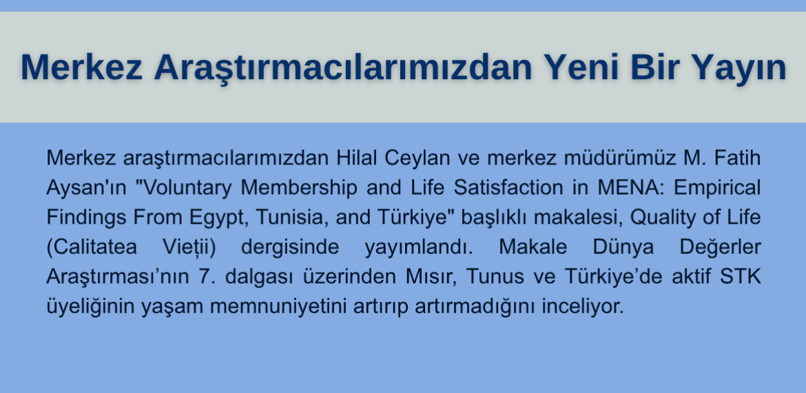 Merkez Araştırmacılarımızdan Yeni Bir Yayın