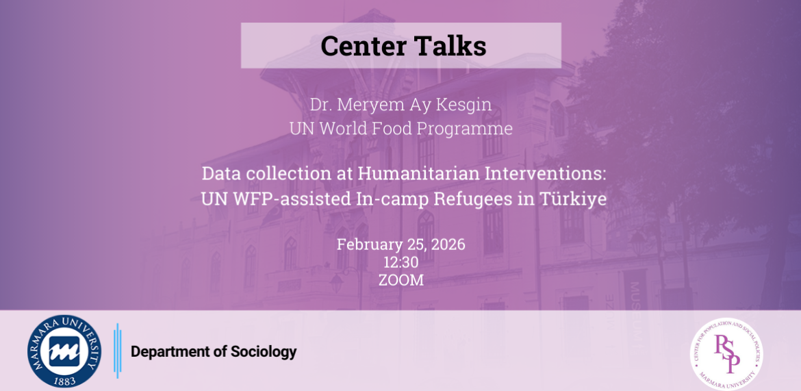 Data collection at Humanitarian Interventions: UN WFP-assisted In-camp Refugees in Türkiye